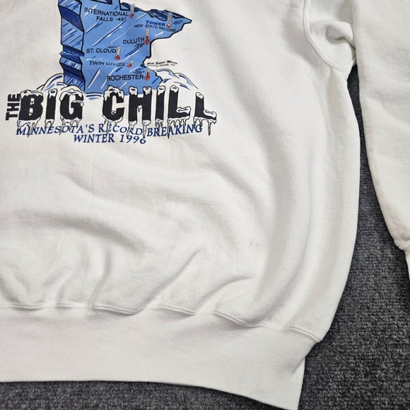 Vintage 90s Minnesota Sweatshirt Mens XXL Crewneck White I Survived Cold Winter - Picture 6 of 6
